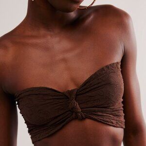 FREE PEOPLE Floral Frills Knotted Bandeau / Hot Fudge